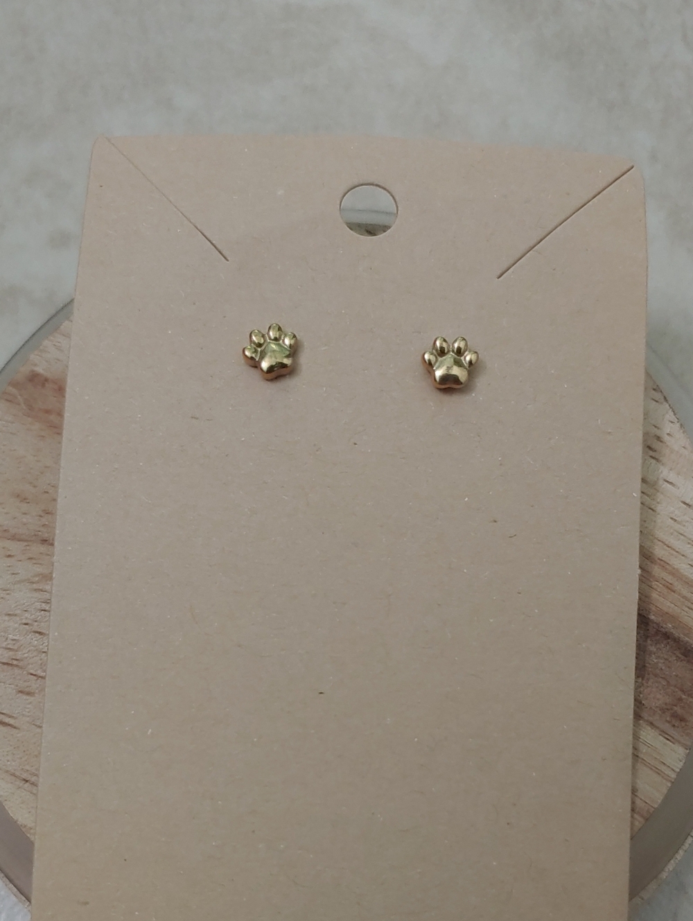 Gold Paw Print Studs Dainty Fur Mom Earrings